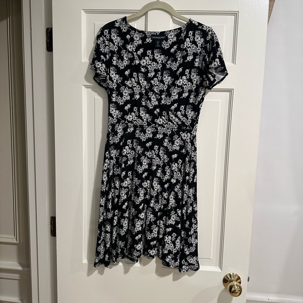 Cynthia Rowley Floral Black and White Dress